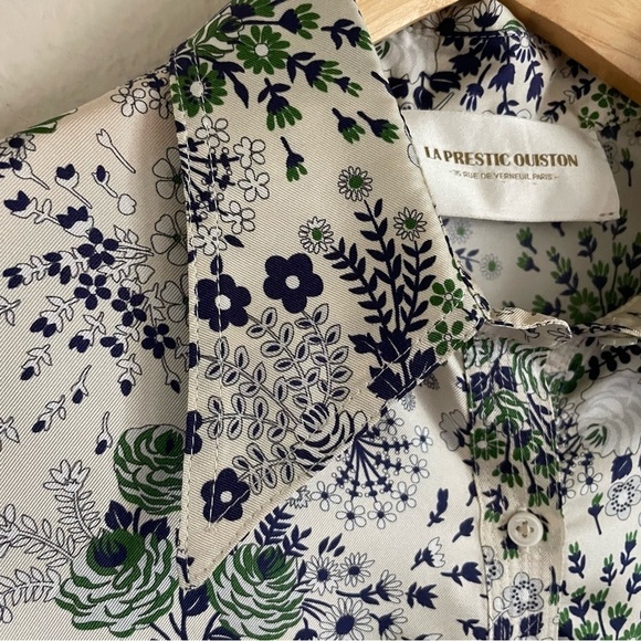 La Prestic Ouiston Lauren Floral Print Silk Popover Blouse Size 4 XS - Picture 2 of 10